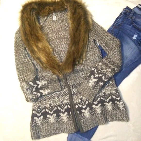 Vanity Sweaters - Vanity Faux Fur Sweater Cardigan